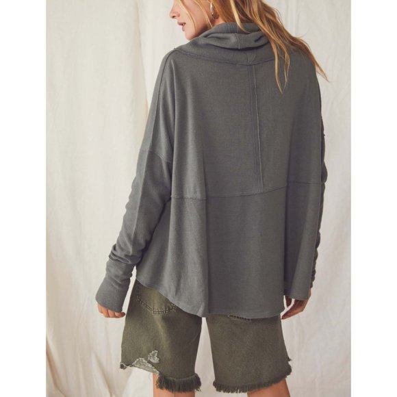 NWT Free People Cozy Time Funnel Top / Pine - Picture 2 of 5